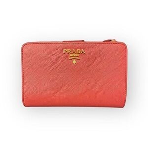 Pink Prada Saffiano Leather Medium Compact Wallet Authentic